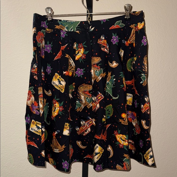 NWT Dangerfield Prehistoric Tattoo Dinosaurs Jurassic Park Skater Skirt Sz 14 - Picture 5 of 7